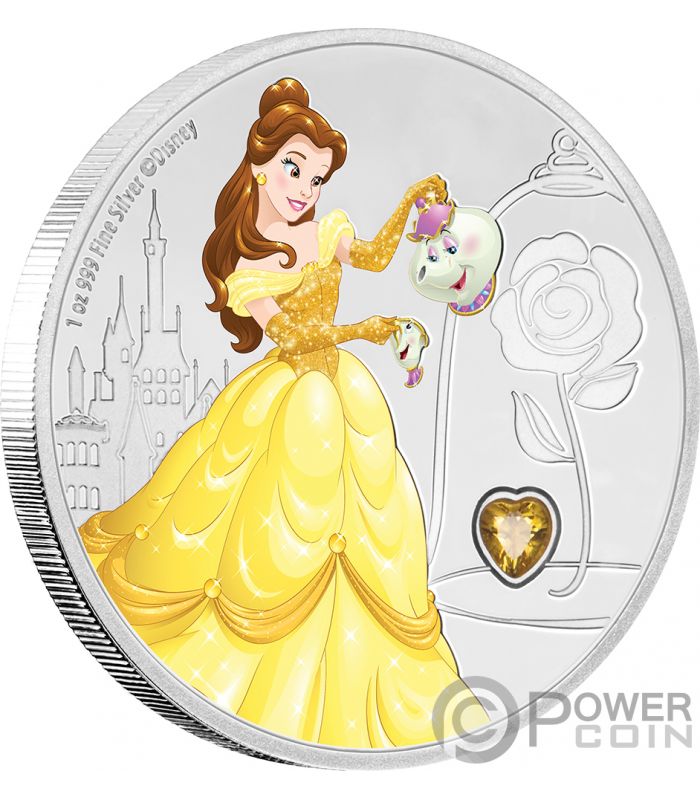 BELLE Disney Princess Gemstone 1 Oz Monnaie Argent 2 Niue 2018