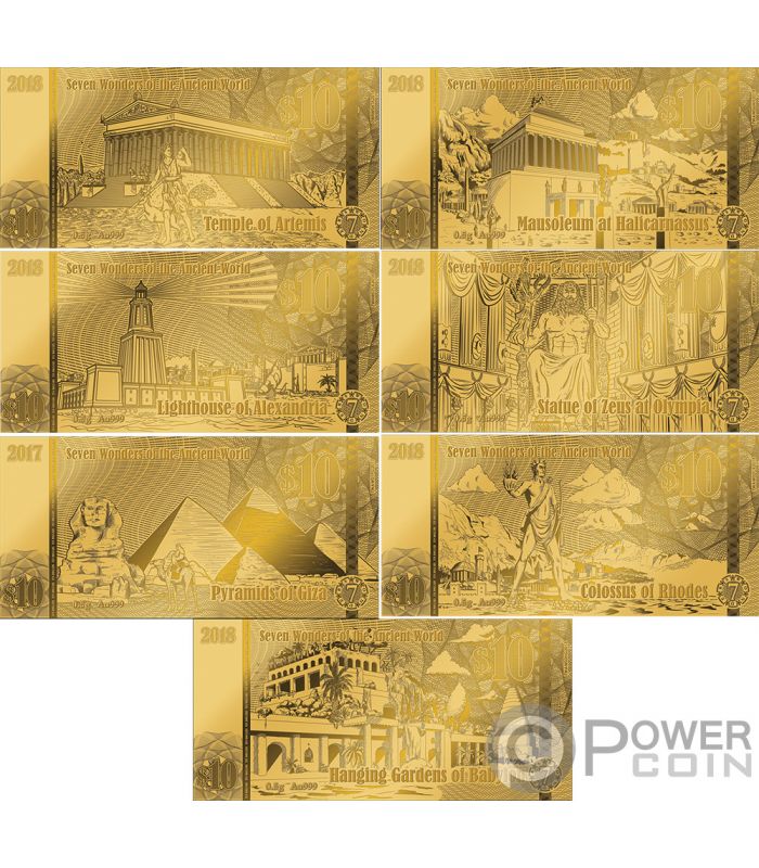 Seven Wonders Of The World Weltwunder Set Foil Gold Noten Solomon