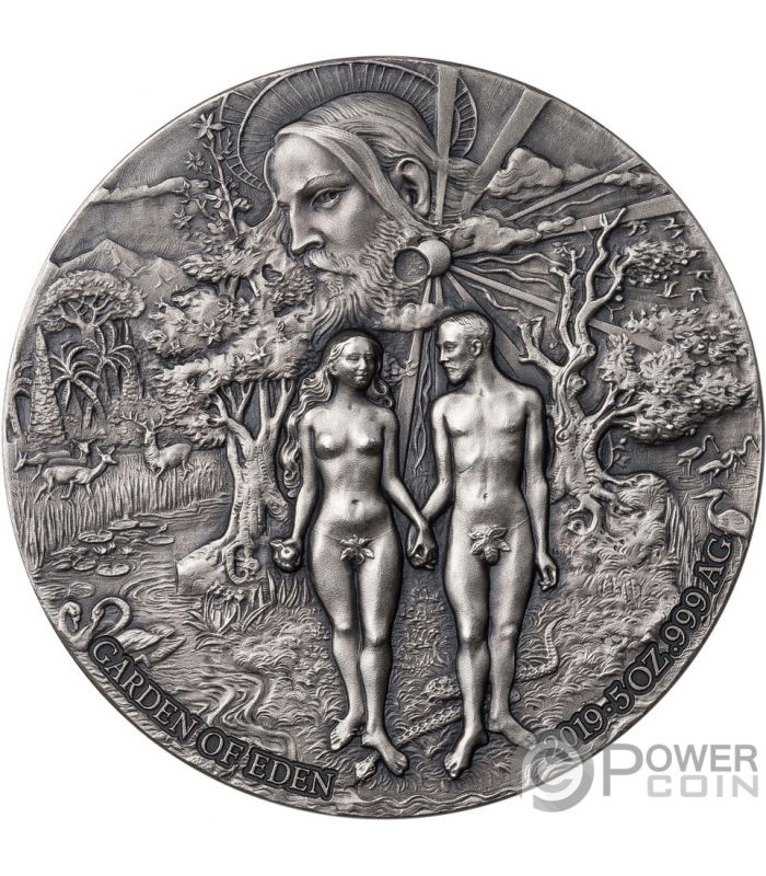 GARDEN OF EDEN Adam Eve 5 Oz Monnaie Argent 5000 Francs Benin 2019