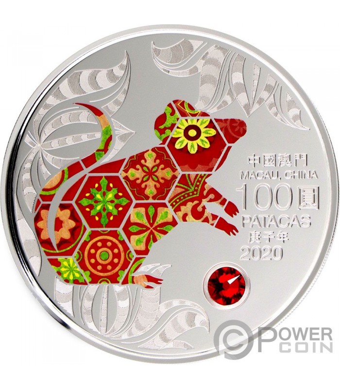 RAT Topo Lunar Year 5 Oz Moneta Argento 100 Patacas Macau 2020