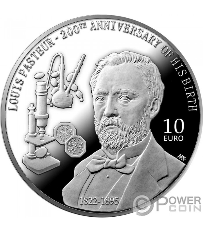 LOUIS PASTEUR 200th Anniversary Monnaie Argent 10 Euro Malta 2022