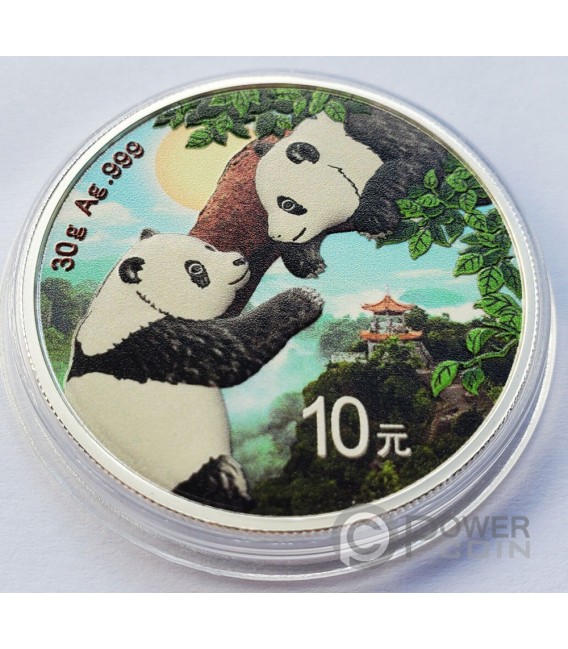 China Panda Colored Moneda Plata Yuan China