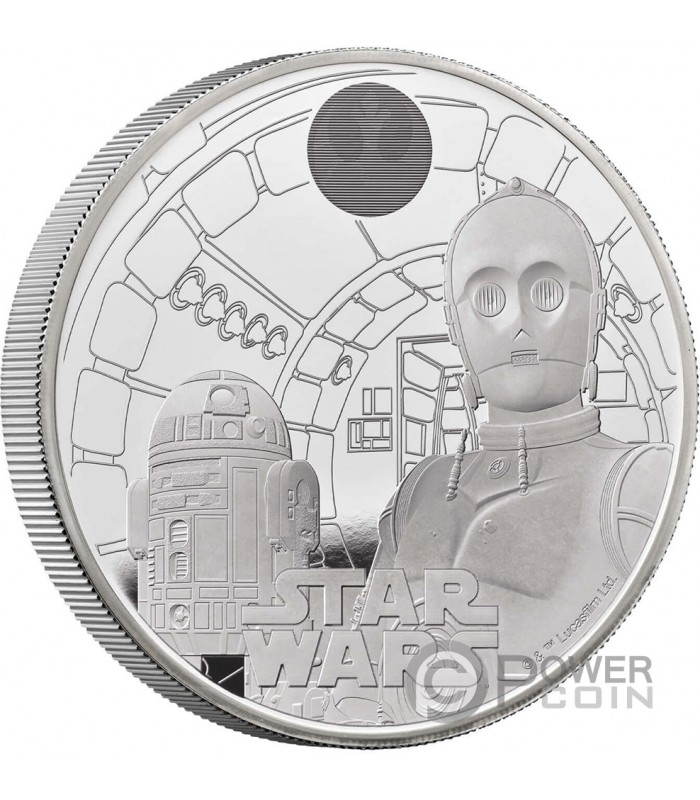 C 3PO AND R2 D2 Star Wars 5 Oz Monnaie Argent 10 Pounds United Kingdom 2023