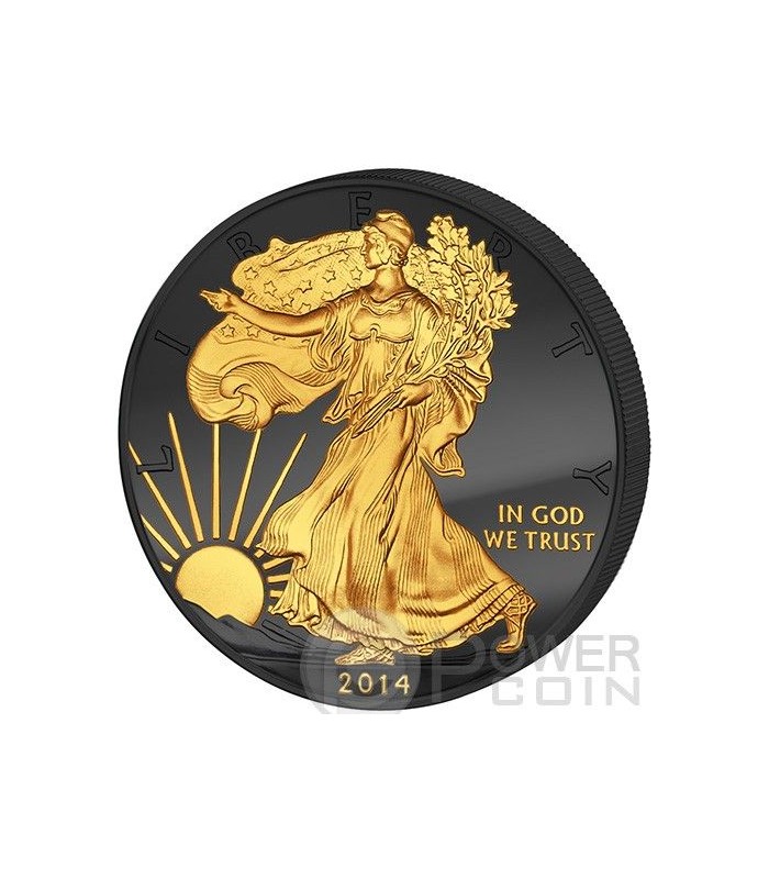 Golden Enigma Walking Liberty Nera Rutenio Moneta Argento Dollar Usa