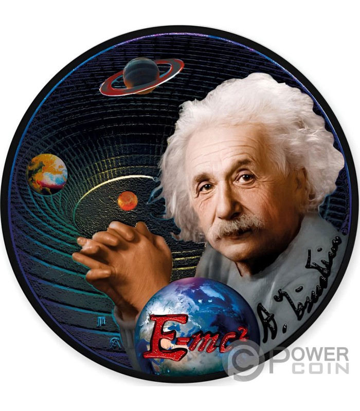 ALBERT EINSTEIN Black Platinum 1 Oz Moneta Argento 2 Niue 2022