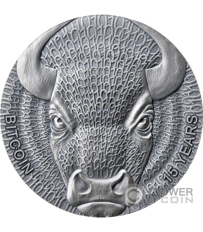 BINARY BULL Kryptowährung 2 Oz Silber Münze 1000 Satoshi United Crypto