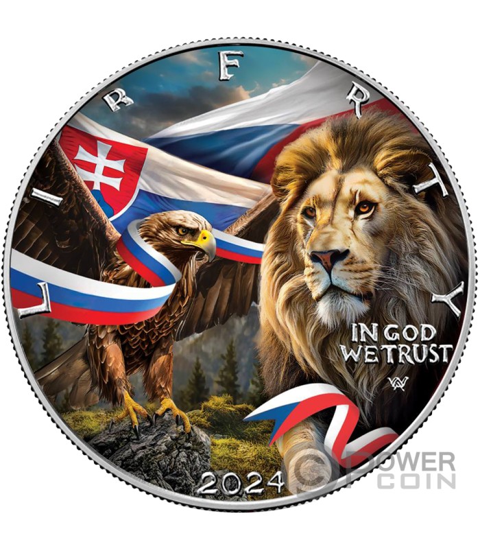 CZECH LION AND SLOVAK EAGLE Silver Eagle 1 Oz Moneta Argento 1 USA 2024