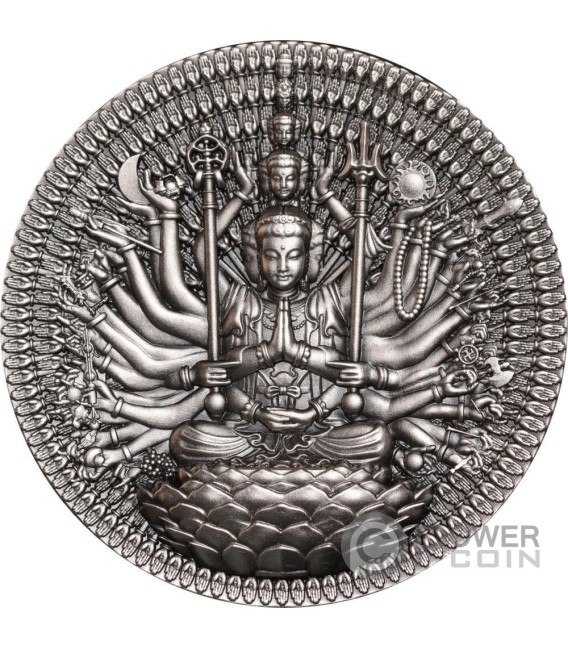 Guan Yin Bodhisattva Oz Moneta Argento Francs Gabon