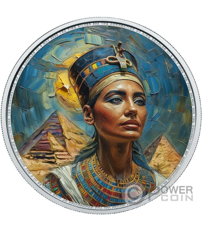 NEFERTITI Elegance In Art 1 Oz Moneta Argento 2 Pound United Kingdom 2023