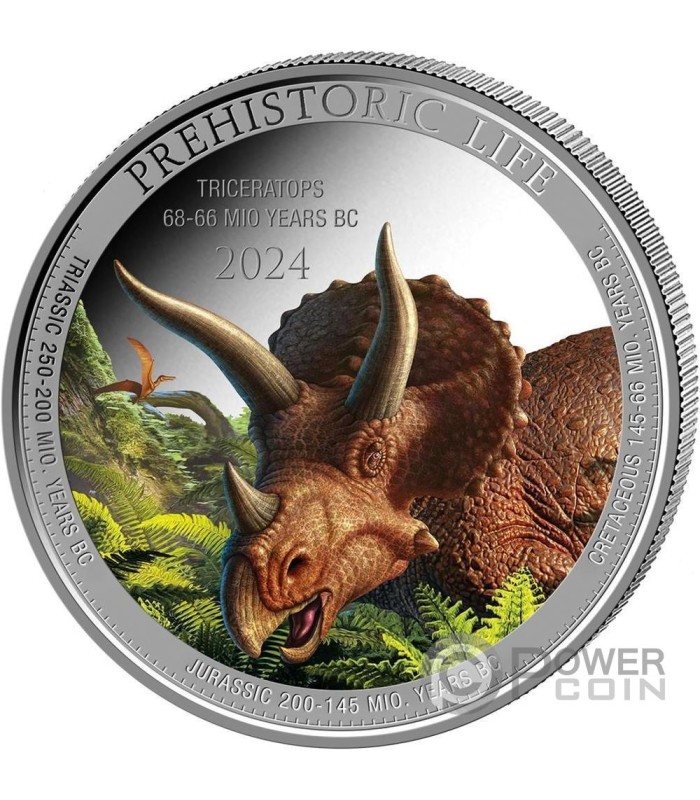 Triceratops Prehistoric Life Coloured Oz Silber M Nze Francs Congo