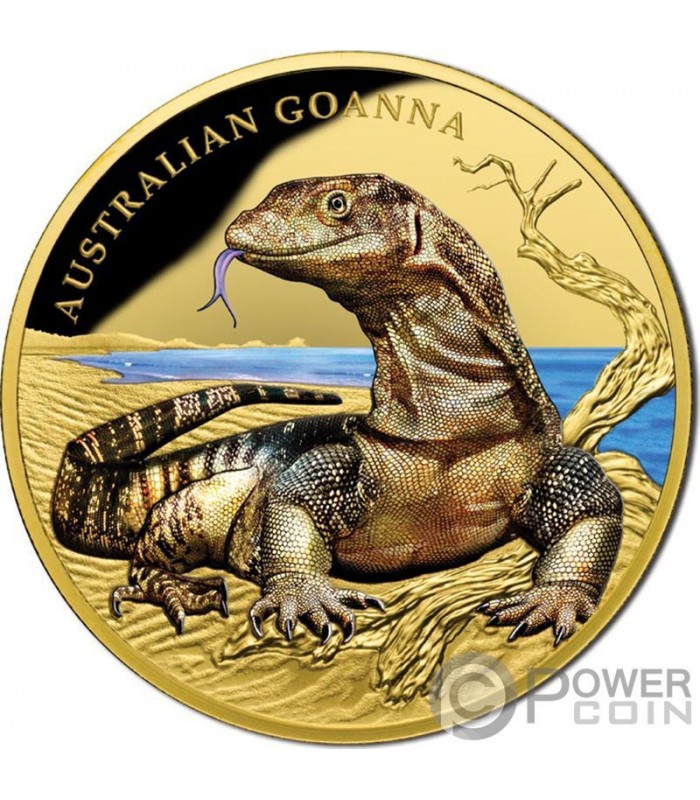 AUSTRALIAN GOANNA Varano Gigante Remarkable Reptiles 1 Oz Moneda Oro 100$  Niue 2017