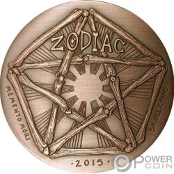 GEMINI Memento Mori Zodiac Skull Horoscope Silver Coin 2015