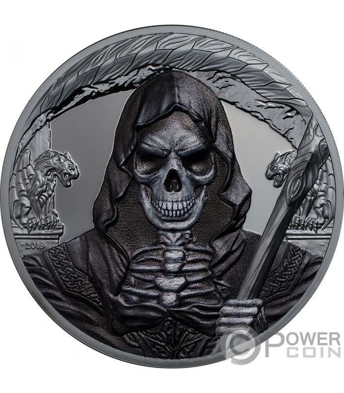 GRIM REAPER Dark Side 1 Oz Silver Coin 1000 Francs Equatorial