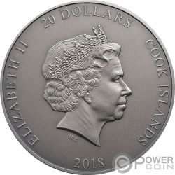 POSEIDON Dios Mar Gods of the World 3 Oz Moneda Plata 20$ Cook Islands 2019