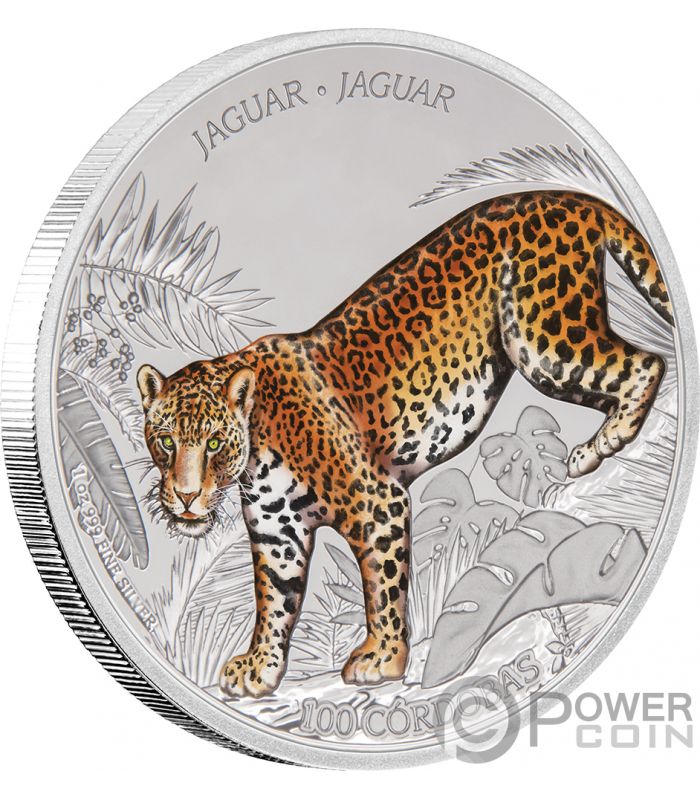 JAGUAR Wildlife 1 Oz Silver Coin 100 Cordobas Nicaragua 2018