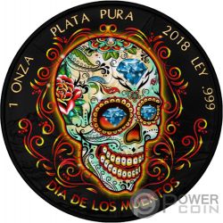 DIA DE LOS MUERTOS 2 Day of the Dead Libertad 1 Oz Silver Coin