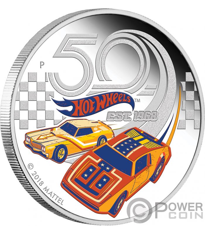 HOT WHEELS 50th Anniversary 1 Oz Silver Coin 1$ Tuvalu 2018