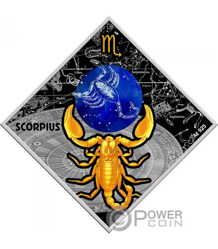 Scorpio Scorpione Zodiac Signs Moneta Argento 100 Denars Macedonia 18 Power Coin