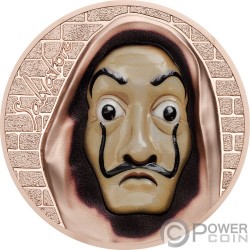 SALVATORE Dali Casa Papel Revolutionary Masks 1 Oz Moneda Plata 5$ Cook Islands 2018