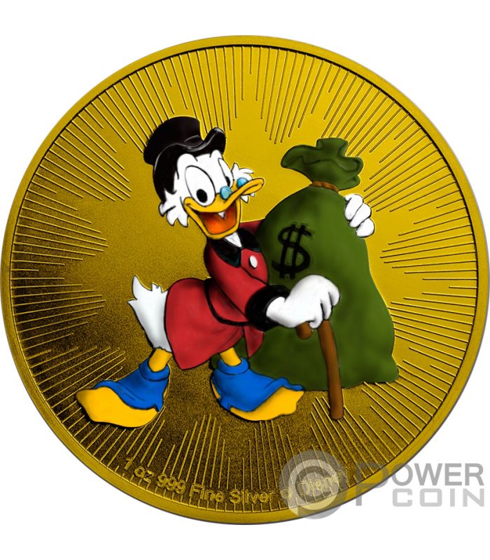 SCROOGE MCDUCK DuckTales Disney 1 Oz Monnaie Argent 2 Niue 2018