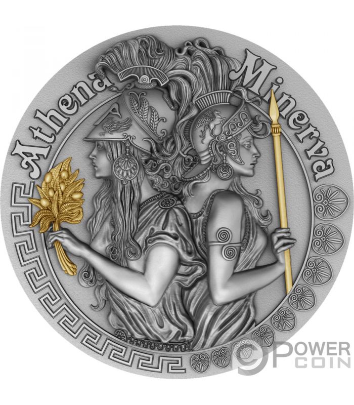 ATHENA AND MINERVA Strong and Beautiful Goddesses 2 Oz Silver Coin 5$ Niue  2019