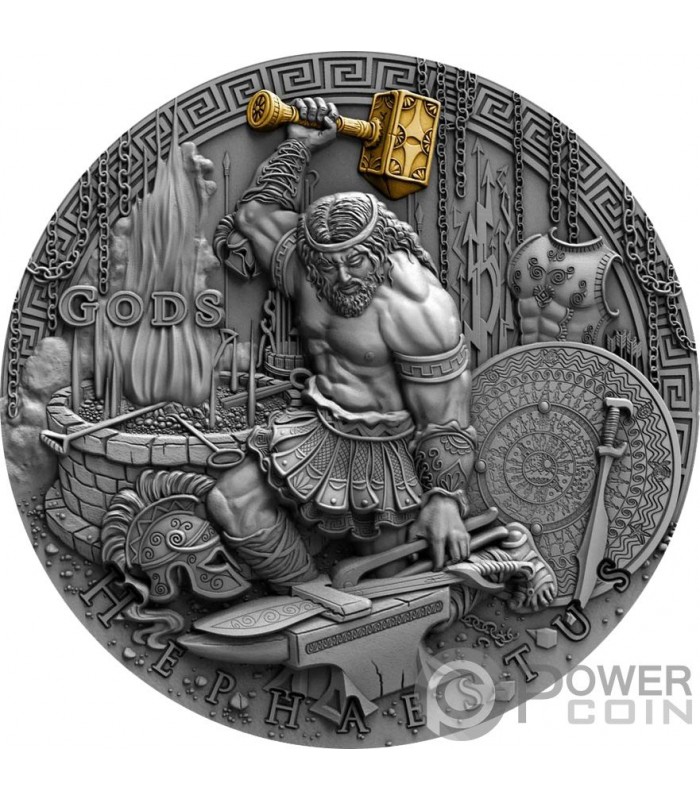 Hephaestus God Of Blacksmiths Gods 2 Oz Silver Coin 2 Niue 19 Power Coin