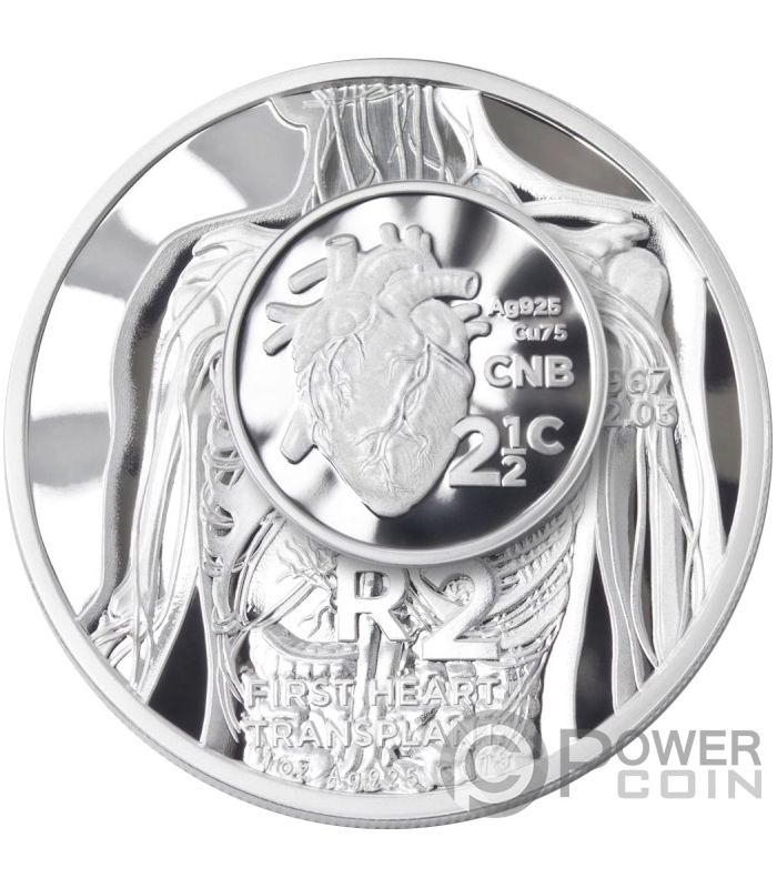 HEART TRANSPLANT R2 50th Anniversary 1 Oz Silver Coin 2 Rand South
