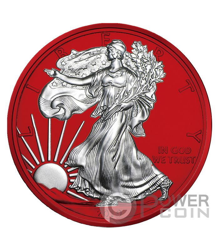 AMERICAN EAGLE Space Red Walking Liberty 1 Oz Silver Coin 1$ USA 2019