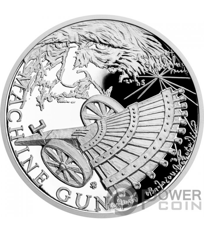 MACHINE GUN 500th Anniversary Leonardo Da Vinci 1 Oz Monnaie Argent 1 ...