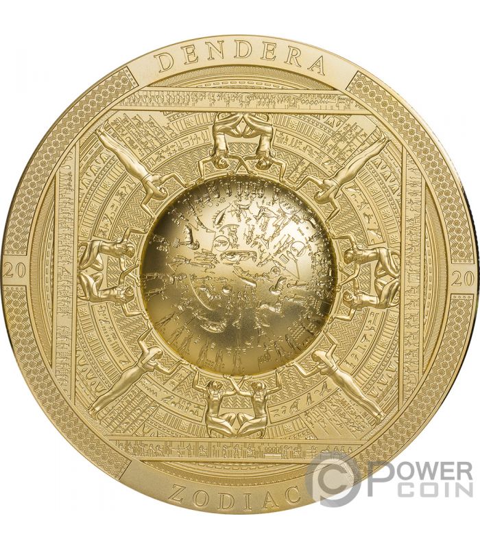 DENDERA Zodiac Gilded Archeology Symbolism 3 Oz Silver Coin 20$ Cook  Islands 2020