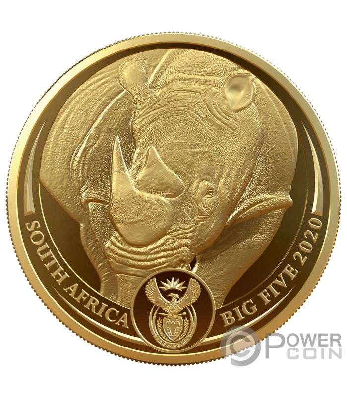 RHINO Big Five 1 Oz Gold Coin 50 Rand South Africa 2020