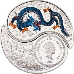 SNAKE YIN YANG Chinese Lunar Year Silver Coin Set 1$ Fiji 2013