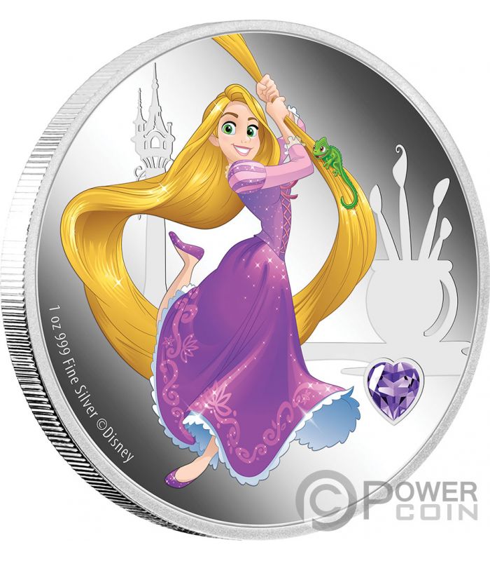 AURORA Disney Princess Gemstone 1 Oz Silver Coin 2$ Niue 2020