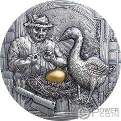 GOOSE THAT LAID THE GOLDEN EGG Famous Fables 2 Oz Silver Coin 10$ Palau 2020