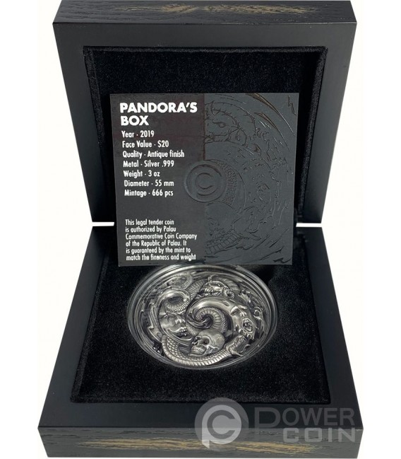 PANDORA BOX Evil Within EHR Epic High Relief 3 Oz Silver Coin 20$ Palau 2019