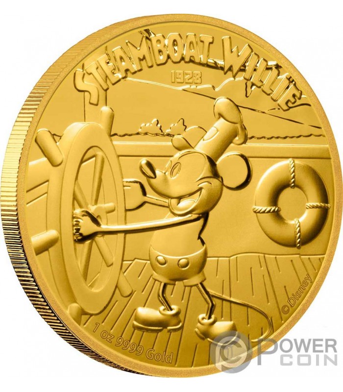 STEAMBOAT WILLIE Mickey Mouse Disney 1 Oz Gold Coin 250$ Niue 2020