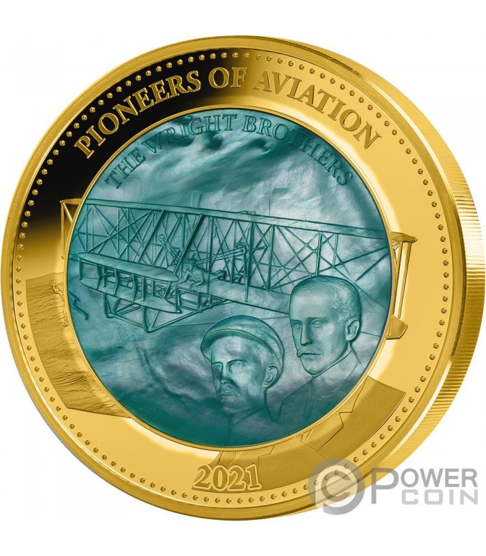 PIONEERS OF AVIATION Mother of Pearl 5 Oz Gold Coin 100$ Solomon