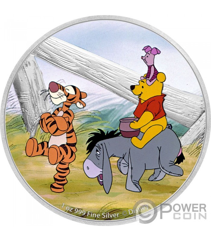 POOH AND FRIENDS Disney Winnie the Pooh 1 Oz Silver Coin 2$ Niue 2021