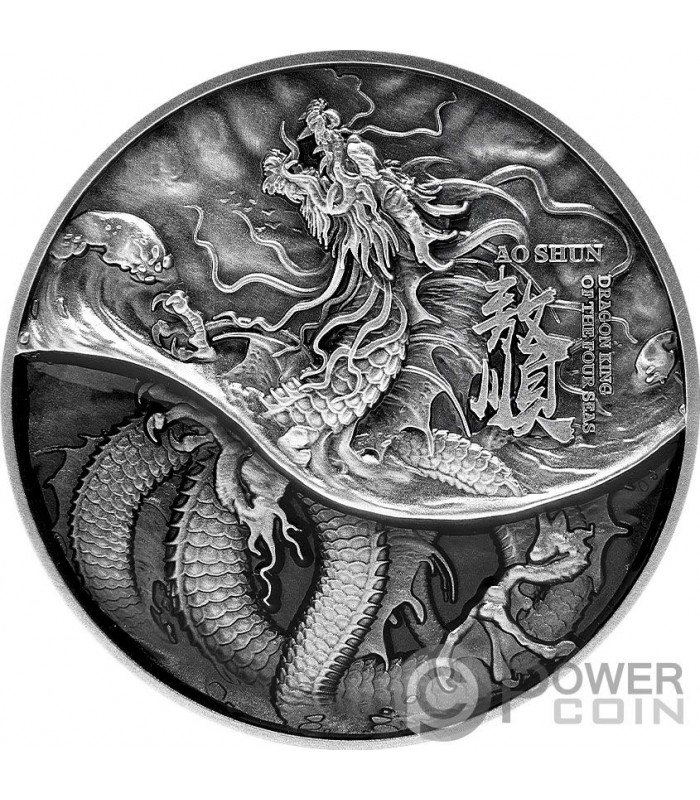 AO SHUN Black Dragon Kings 2 Oz Silver Coin 10000 Francs Chad 2021