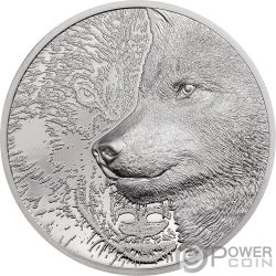 MYSTIC WOLF Black Proof 2 Oz Silver Coin 1000 Togrog Mongolia 2021