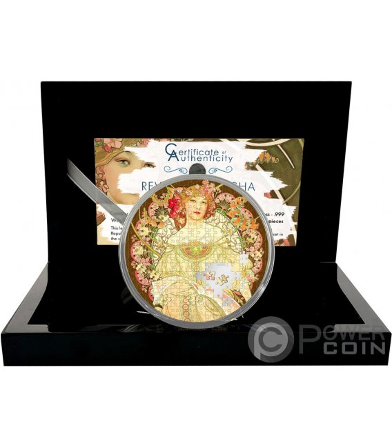 REVERIE by Mucha Micropuzzle Treasures 3 Oz Silver Coin 20$ Palau 2021