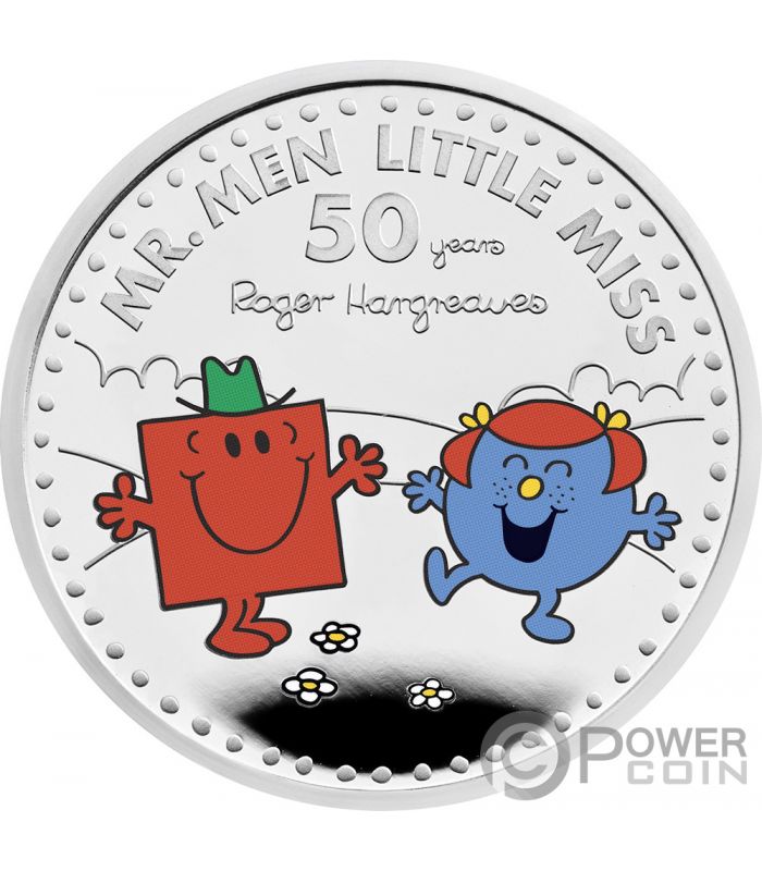 MR MEN LITTLE MISS Mr Strong and Little Miss Giggles 50th Anniversary 1 Oz  Silver Coin 2 Pounds United Kingdom 2021