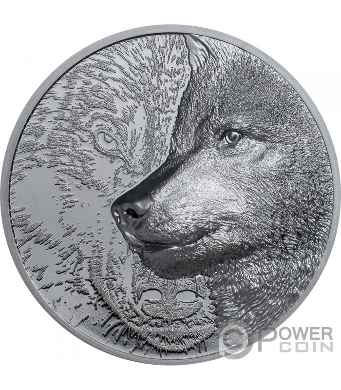 MYSTIC WOLF Black Proof 2 Oz Silver Coin 1000 Togrog Mongolia 2021