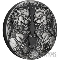 DOUBLE PIXIU Guardian Lion 2 Oz Moneda Plata 2$ Australia 2021