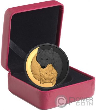 GREY WOLF Black and Gold Silver Coin 20$ Canada 2021