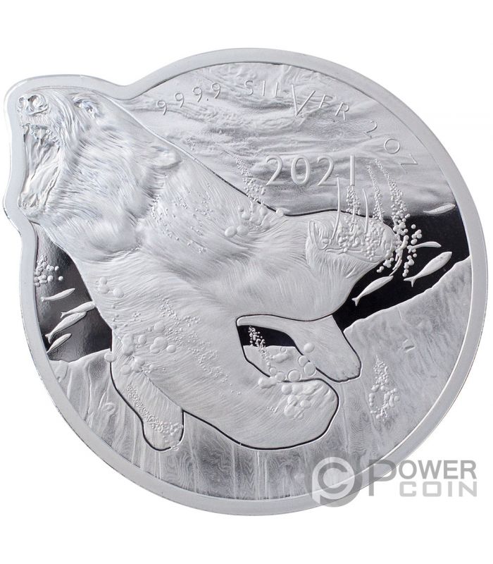 POLAR BEAR Ocean Predators 2 Oz Silver Coin 5$ Solomon Islands 2021