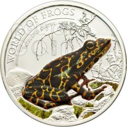 GOLDEN FROG Bufo Periglenes World of Frogs Silver Coin 2$ Palau 2014