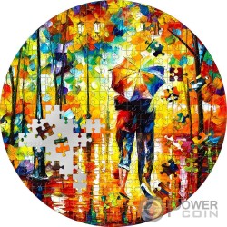 COUPLE UNDER ONE UMBRELLA Leonid Afremov Micropuzzle Treasures 3 Oz Moneta Argento 20$ Palau 2022