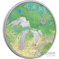 GREAT LAKES TRIBUTE 5 Oz Moneda Plata 50$ Canada 2021