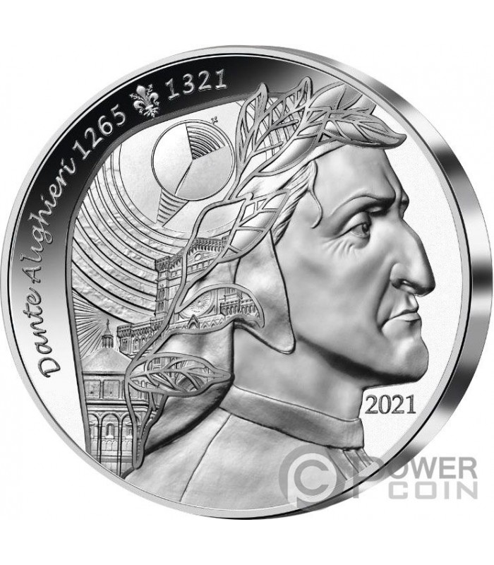 DANTE ALIGHIERI Art De La Plume 1 Oz Silver Coin 20 Euro France 2021